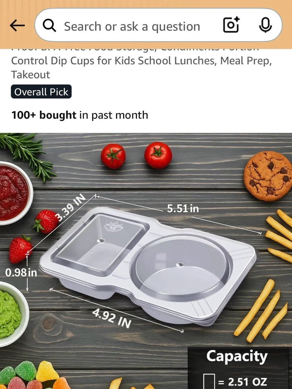 Clear Dual-Compartment Sauce & Snack Containers - 30 Pack includes 2 packs 048